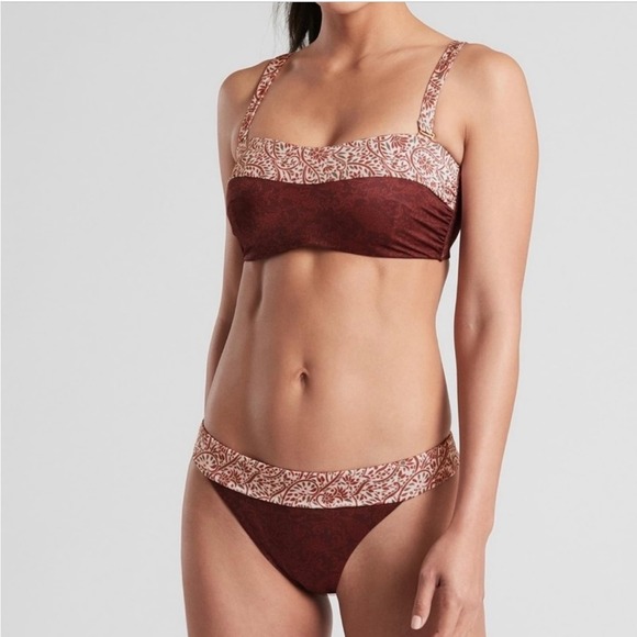 🆕 NWT Athleta Aqualuxe Batik Mid Rise Bottom Bikini Floral Swimsuit Size Medium - Picture 6 of 15
